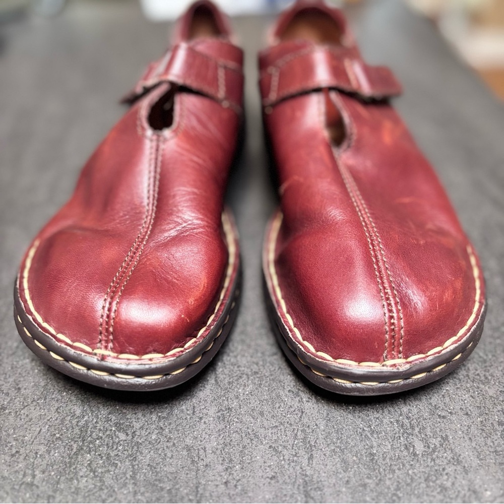 Born Leather Mary Jane Shoes Women’s Size 8 Wide Red Comfort Walking EU 40.5